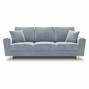 Jasnoniebieska aksamitna rozkładana sofa ze schowkiem 235 cm Kyoto – Cosmopolitan Design obraz