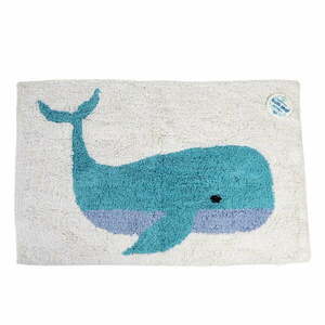 Biało-niebieski dywanik łazienkowy 52, 5x83 cm Whale – Rex London obraz