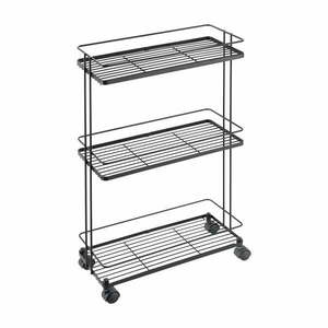 Stalowy regał na kółkach w kolorze matowej czerni 38x62x16 cm Lava – Metaltex obraz