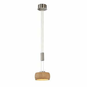 Lampa wisząca LED w kolorze srebra ze ściemniaczem i drewnianym kloszem ø 21 cm Shine-wood – Fischer & Honsel obraz