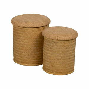 Pleciony puf w naturalnym kolorze Rattan – Ixia obraz