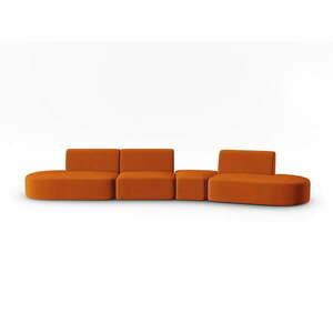 Aksamitna sofa prawostronna w kolorze terakoty 428 cm Paolo – Milo Casa obraz