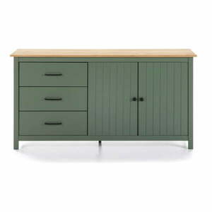 Zielono-naturalna niska komoda z litego drewna sosnowego 150x80 cm Miranda – Marckeric obraz