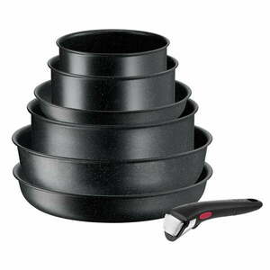 Zestaw garnków aluminiowych 7 szt. INGENIO Black stone L3998702 – Tefal obraz