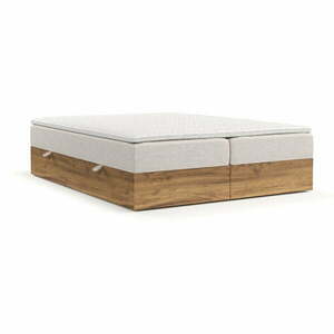 Jasnobrązowo-naturalne łóżko boxspring ze schowkiem 160x200 cm Faro – Maison de Rêve obraz