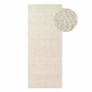 Kremowy chodnik z mieszanki wełny tkany ręcznie 80x200 cm Majoli – Elle Decoration obraz