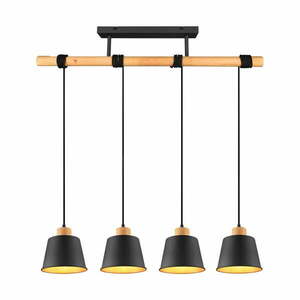 Czarno-naturalna lampa wisząca z metalowym kloszem ø 18 cm Harris – Trio obraz