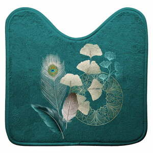 Turkusowy dywanik łazienkowy do WC 45x45 cm Ginkoblue – douceur d'intérieur obraz