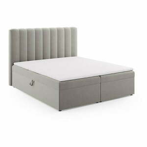 Szare łóżko boxspring ze schowkiem 180x200 cm Gina – Milo Casa obraz