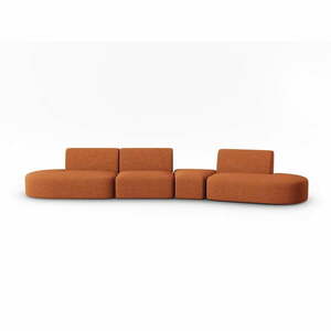 Sofa z tkaniny szenilowej prawostronna w kolorze terakoty 428 cm Paolo – Milo Casa obraz