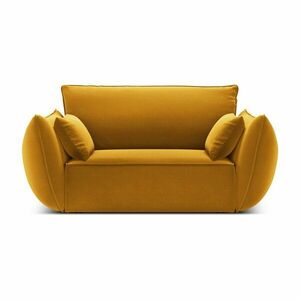 Musztardowy aksamitny fotel Vanda – Mazzini Sofas obraz