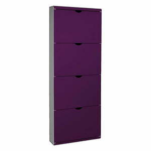 Fioletowa metalowa uchylna szafka na buty 51x138x16 cm – Household Pleasure obraz