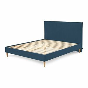 Niebieske tapicerowane łóżko dwuosobowe ze stelażem 180x200 cm Sary – Bobochic Paris obraz