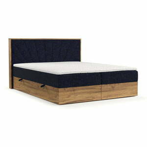 Ciemnoniebiesko-naturalne łóżko boxspring ze schowkiem 200x200 cm Asahi – Maison de Rêve obraz