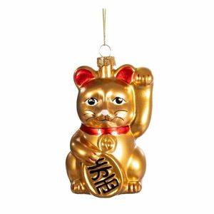 Szklana ozdoba świąteczna wykonana ręcznie 11 cm Lucky Cat – Sass & Belle obraz