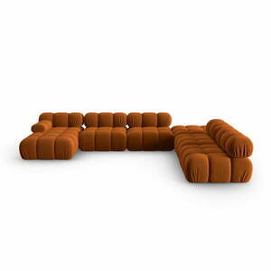 Pomarańczowa aksamitna sofa 379 cm Bellis – Micadoni Home obraz