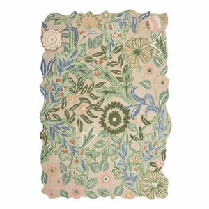 Zielony wełniany dywan tkany ręcznie 200x290 cm Bryony Shaped Floral – Flair Rugs obraz