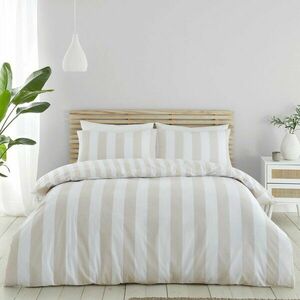 Biało-beżowa pościel dwuosobowa 230x220 cm Cove Stripe – Catherine Lansfield obraz