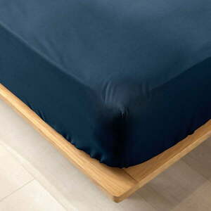 Ciemnoniebieskie prześcieradło z bawełny organicznej z gumką 160x200 cm Biolina – douceur d'intérieur obraz