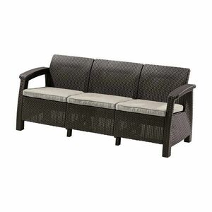 Ciemnobrązowa sofa ogrodowa z imitacji rattanu Corfu – Keter obraz