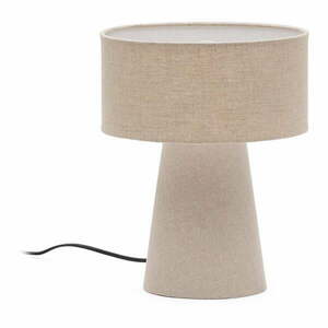 Szarobeżowa lampa stołowa z tekstylnym kloszem (wysokość 35 cm) Algaida – Kave Home obraz