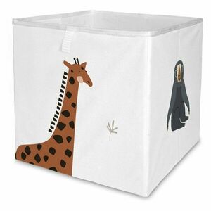 Biały tekstylny dziecięcy pojemnik na zabawki 32x32x32 cm Safari Animals – Butter Kings obraz
