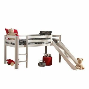 Białe podwyższone łóżko dziecięce z drewna sosnowego 90x200 cm PINO – Vipack obraz