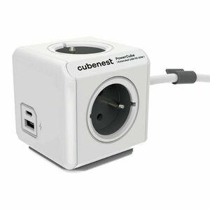 Rozgałęźnik do gniazdka 13 cm PowerCube Extended USB – Cubenest obraz