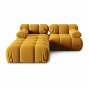 Żółty aksamitny narożnik Bellis – Micadoni Home obraz