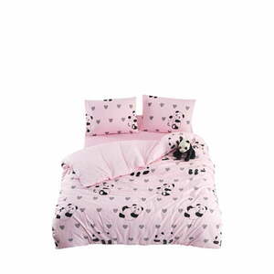 Różowa pościel jednoosobowa z prześcieradłem/3-częściowa 160x220 cm Panda – Mila Home obraz