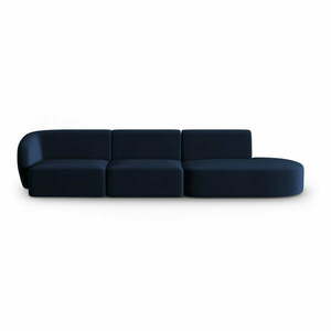 Niebieska aksamitna sofa lewostronna 311 cm Paolo – Milo Casa obraz