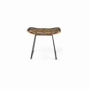 Czarno-naturalny rattanowy stołek Sokna – Villa Collection obraz