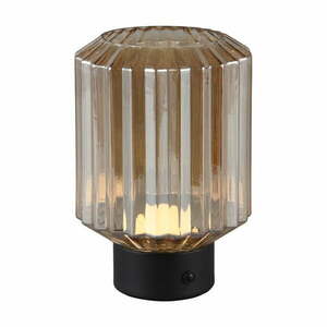 Czarno-beżowa lampa stołowa LED ze ściemniaczem i szklanym kloszem (wys. 19, 5 cm) Lord – Trio obraz