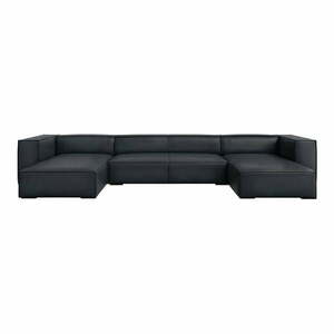 Ciemnoniebieski skórzany narożnik (w kształcie litery U) Madame – Windsor & Co Sofas obraz