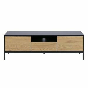 Czarno-naturalna szafka pod TV w dekorze dębu 140x45 cm Seaford – Actona obraz