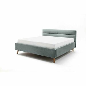 Jasnoniebieske tapicerowane łóżko dwuosobowe ze schowkiem i stelażem 160x200 cm Lotte – Meise Möbel obraz