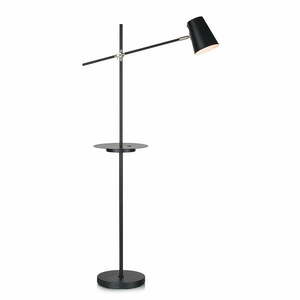 Czarna lampa stojąca z półką Markslöjd Linear obraz