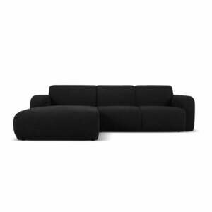 Czarny narożnik z materiału bouclé (lewostronny) Molino – Micadoni Home obraz