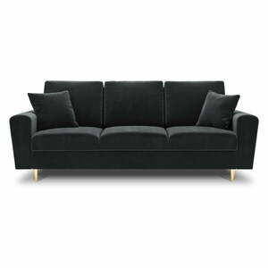 Ciemnoszara aksamitna rozkładana sofa ze schowkiem 235 cm Kyoto – Cosmopolitan Design obraz