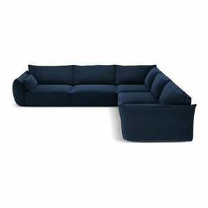 Ciemnoniebieski aksamitny narożnik Vanda – Mazzini Sofas obraz