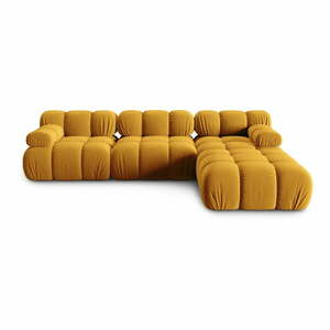 Żółty aksamitny narożnik Bellis – Micadoni Home obraz