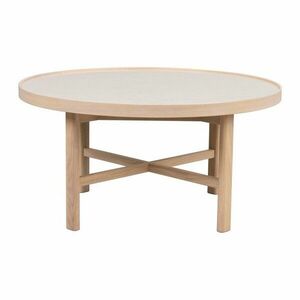 Naturalny okrągły stolik z ceramicznym blatem 90x90 cm Marsden – Rowico obraz