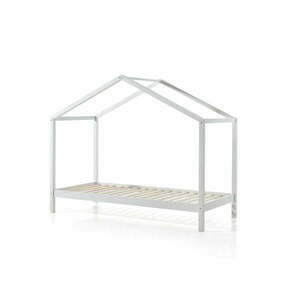 Białe łóżko dziecięce z litego drewna sosnowego w kształcie domku 90x200 cm DALLAS – Vipack obraz