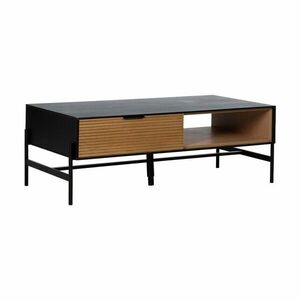 Czarno-naturalny stolik w dekorze jesionu 60x124 cm Orleans – Ixia obraz