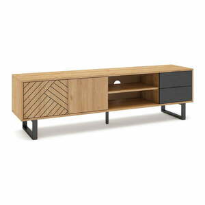 Antracytowo-naturalna szafka pod TV w dekorze dębu 180x51, 5 cm Madona – Marckeric obraz