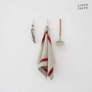 Lniana ścierka 40x65 cm Red Stripe Vintage – Linen Tales obraz