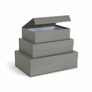 Szare kartonowe pojemniki dekoracyjne z pokrywką zestaw 3 szt. 42, 5x29, 5x13 cm Kian Paper Laminate – Bigso obraz