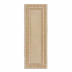 Naturalny wełniany chodnik tkany ręcznie 80x230 cm Lois Scallop – Flair Rugs obraz