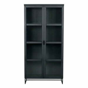 Czarna witryna z litego drewna dębowego 95x195 cm Everett – Rowico obraz