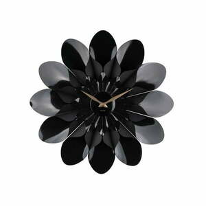 Czarny zegar ścienny Karlsson Flower, ø 60 cm obraz